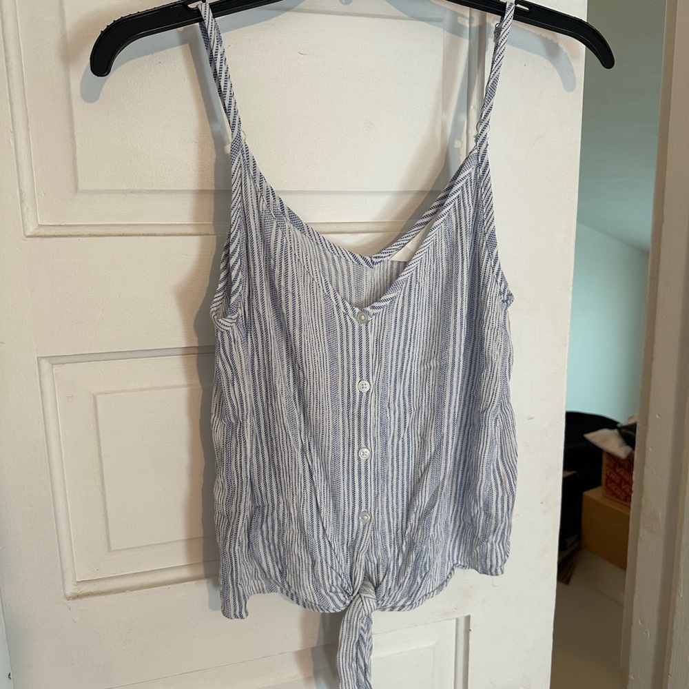 Striped Blue Button-Down Women's Tank